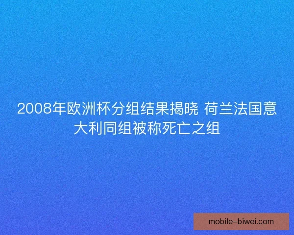 2008年欧洲杯分组结果揭晓 荷兰法国意大利同组被称死亡之组 2008年欧洲杯分组结果揭晓 荷兰法国意大利同组被称死亡之组