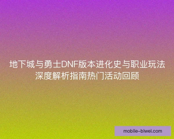 地下城与勇士DNF版本进化史与职业玩法深度解析指南热门活动回顾