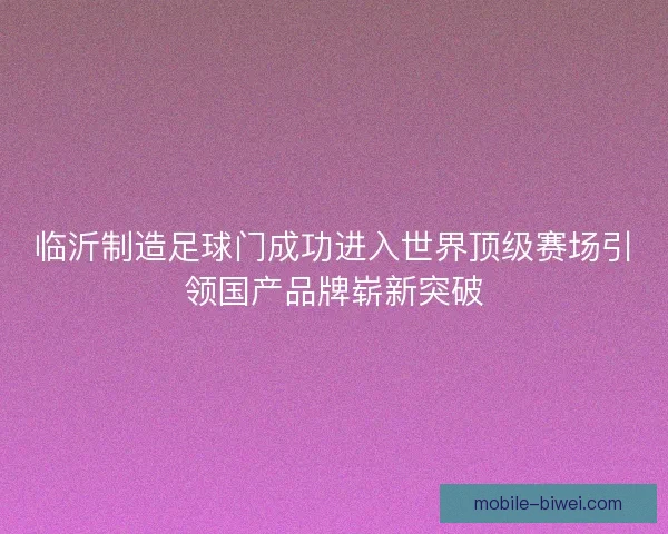 临沂制造足球门成功进入世界顶级赛场引领国产品牌崭新突破 临沂制造足球门成功进入世界顶级赛场引领国产品牌崭新突破